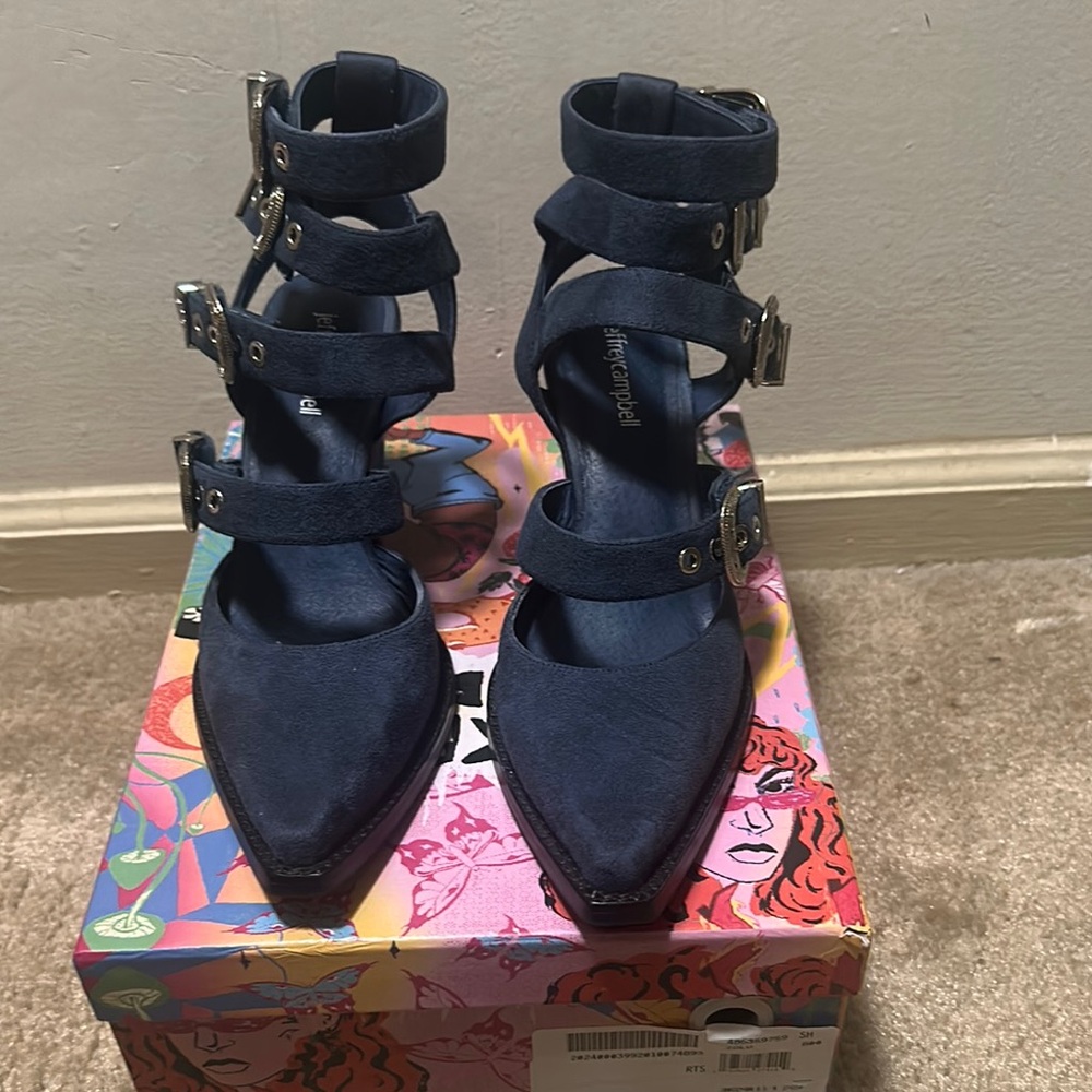 Jeffrey Campbell Blue Heels with Straps